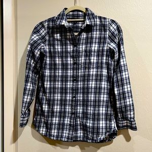 Madewell XS navy/cream plaid button down. Excellent condition.
